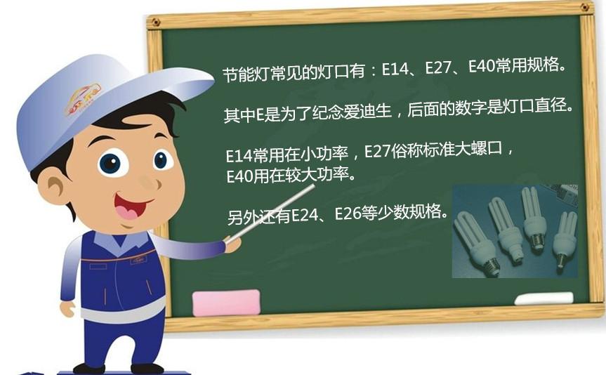 選購節(jié)能燈要注意燈口型號和尺寸 E14、E27、E40螺旋燈口